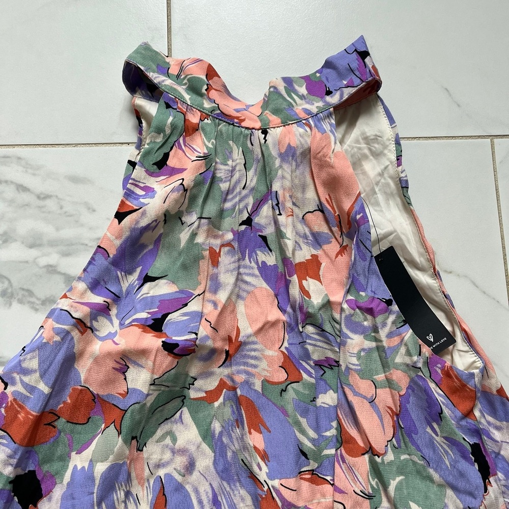 Lulu's Pastel Floral Halter Mini Dress - Picture 3 of 8